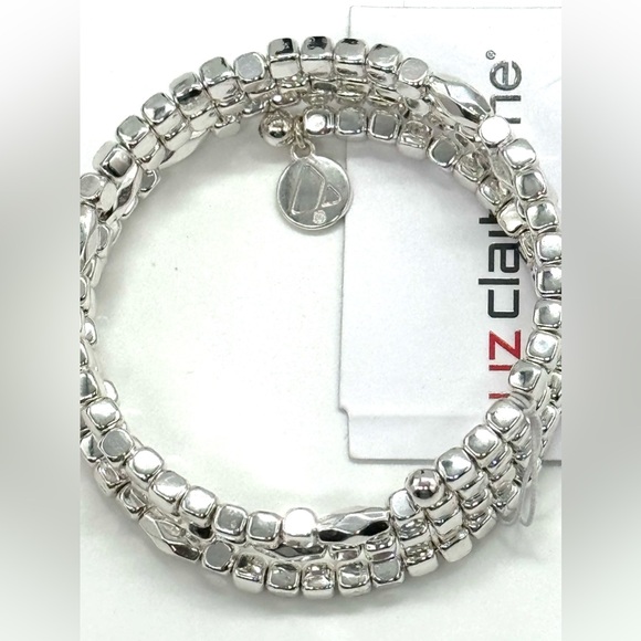 Liz Claiborne Silver Tone Spiral Square Bead Wrap Bracelet - Picture 5 of 8
